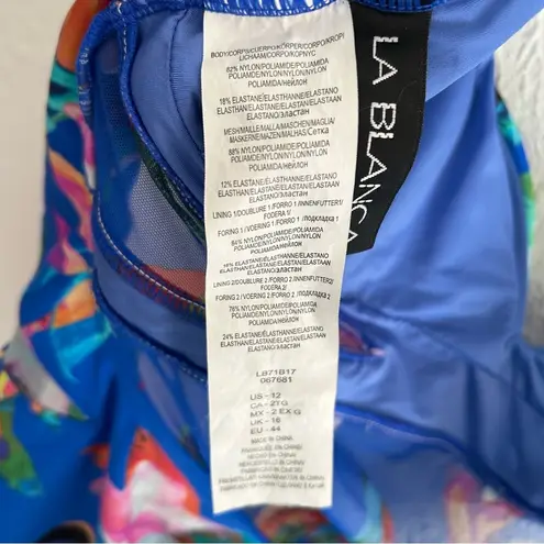 La Blanca  Havana Tropics One-Piece Swimsuit Convertible Straps Blue Sz 12