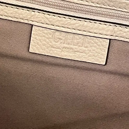 G.I.L.I Got it Love It Cream Pebbled Leather Convertible Handbag Crossbody