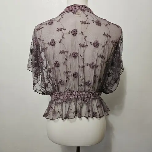 Daytrip Lavender Sheer Lace Peplum Blouse Size Medium