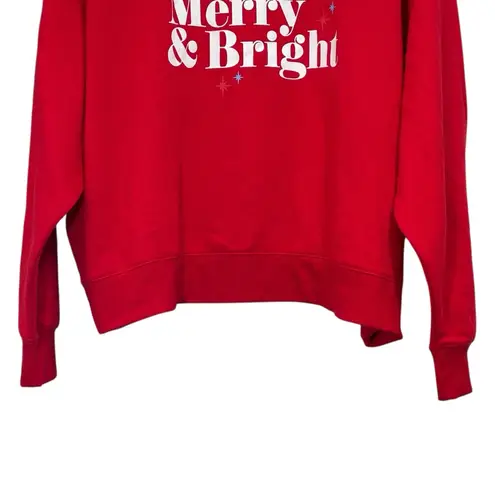 Merry & Bright Graphic Christmas Holiday Red Sweatshirt size 2X NWT Womens