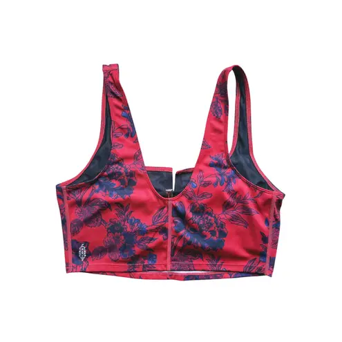 Free People Movement Ashford Square Neck Sports Bra Medium Red Floral Fairy Boho