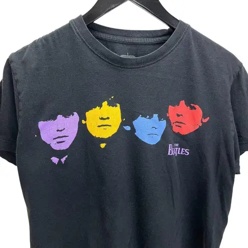 2009 Beatles Y2K Crop Top Black Raw Hem Tee Size XL