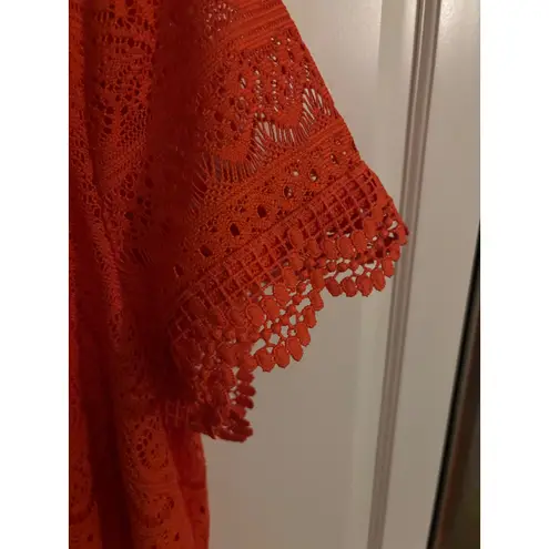 London Times Red Crochet Lace Dress US 16 UK 20 EU 48 Short Sleeve - Image 3