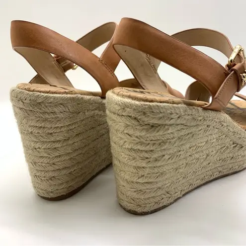 Sam Edelman  Maura Leather Espadrille Platform Brown Wedge Sandal Size 10 M