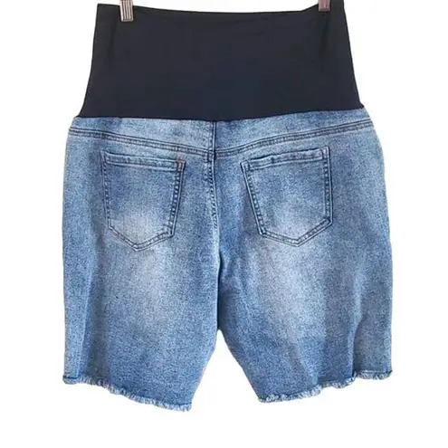 Time and Tru Women’s Maternity Bermuda Shorts with Full Panel Size 2XL Denim Blue