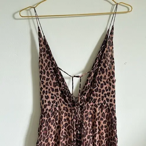 Jonathan Simkhai Leopard Print Tie Back Jumpsuit Size Medium Black