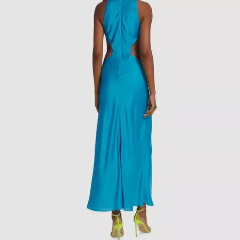 Alexis Bright Blue Sheath Sleeveless Crewneck Side Cutout Lune Gown Size Small