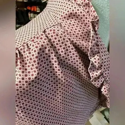 Vintage ALLYSON HOLLEY Top/Blouse Mauve BUTTON UP Silky RUFFLES XL Red Size L