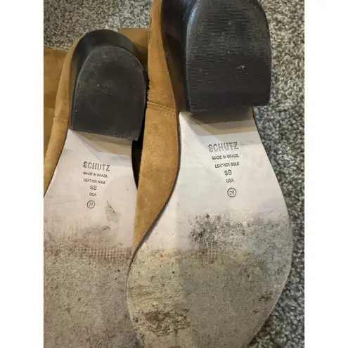 Schutz Brown Suede Leather Zip Ankle Boots Womens Size 9 B