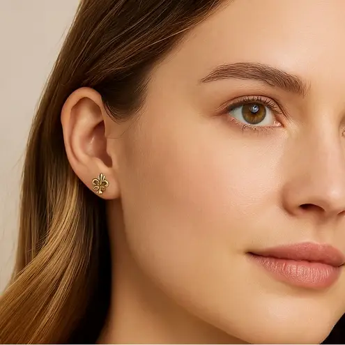 NWT Bansri Gold Tone Equestrian Earring Stud 3 Pair Set horse, compass, fleur