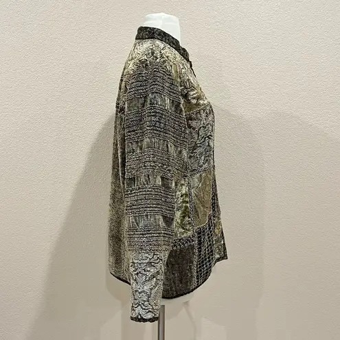 Flashback Velour Patchwork Blazer Jacket Size Small Brown