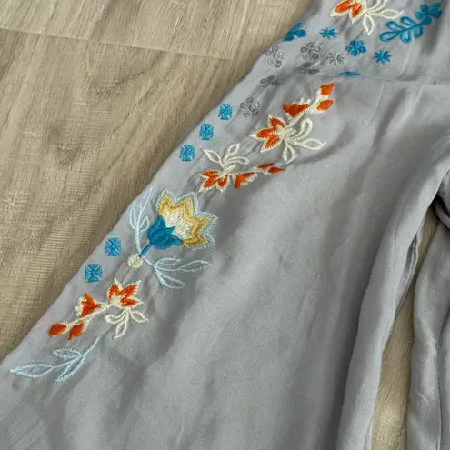 Andree by Unit NWT Embroidered Festival Boho Mini Dress | Grey | Small