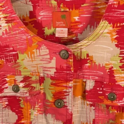 Hearts of Palm Orange Yellow Floral Button Colorful 3/4 Sleeve Jacket Career 14