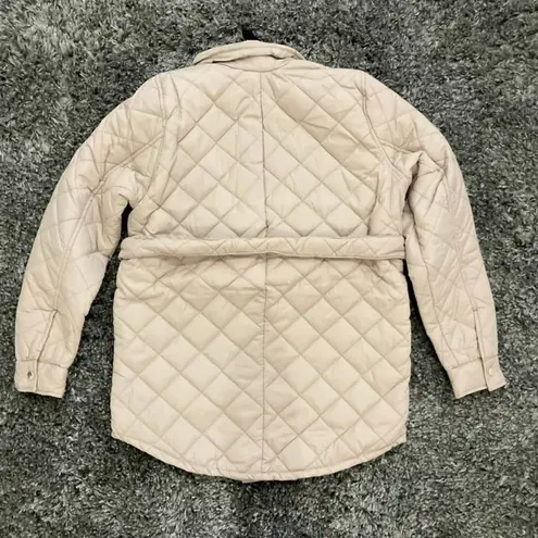 Brave Soul Diamond Quilted Belted Jacket in Stone, Size 8