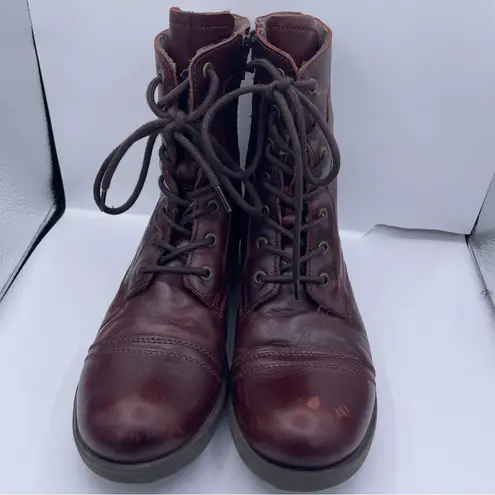 Bos. & Co. leather lace-up combat boots fleece lining women Size 41EU/ 10.5US