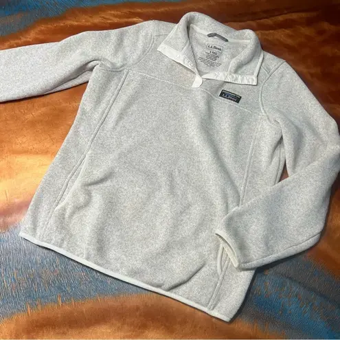 LL Bean Sweater Fleece Pullover Small Regular White