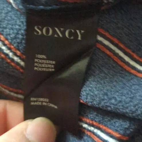 NWT Soncy Striped Pajama Top Blouse Blue Red White Long Sleeve Size 1 (14/6)