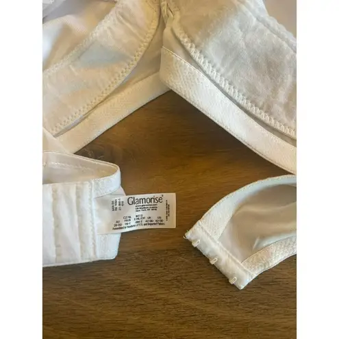 Glamorise Magic Lift Bra Size 42DD Wireless Embroidered White Floral Womens