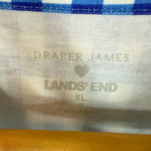 Draper James  x LANDS' END XL Polo Shirt Blue White Gingham Golf PreppyTop‎