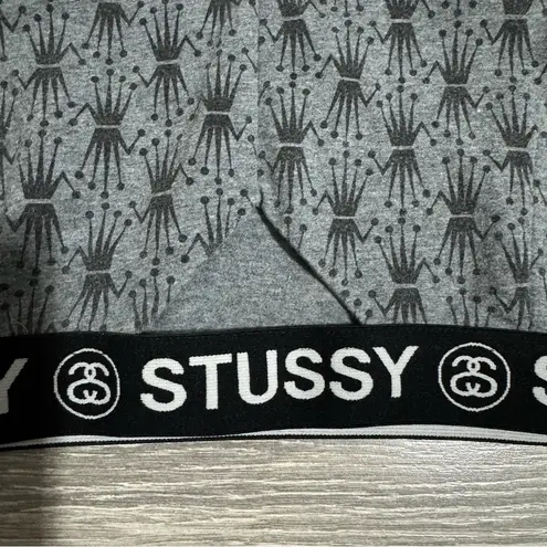 Stüssy Stussy Women Gray Crown Pattern Crop Sport Athletic Bra Size L