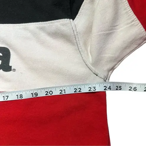 Pressbox Georgia Bulldawgs Dawgs Red White Black Stripe Pullover Cropped Hoodie 2X