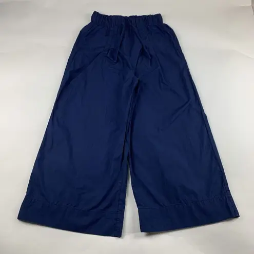 Maeve PETITE Navy Blue Poplin High Rise Wide Leg Cropped Pant SP