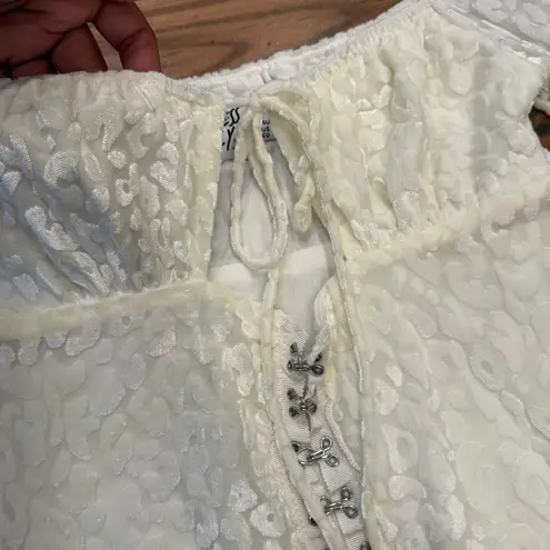 Princess Polly  Don’t Be Salty Cream Long Sleeve Leopard Print Dress Size 4