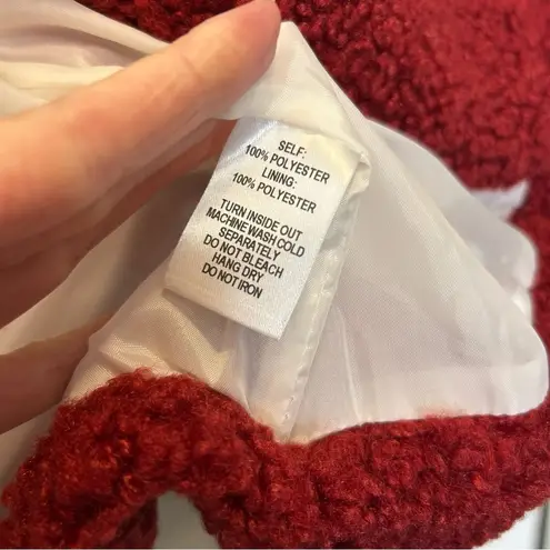 Lulus  Warmest Wishes Sherpa Jacket Sweater Full Button Color Block Pink Red NWT