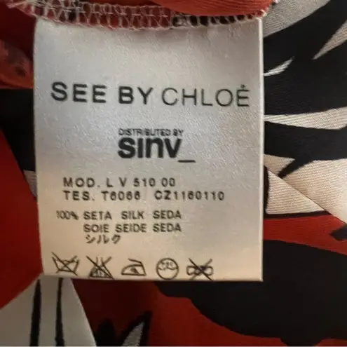 See By Chloe See by Chloé womens Ruffle Neck Short Sleeve 100% silk Floral Print dress|Size:4