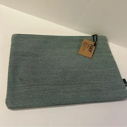 HAY NEW teal colored wool zipper pouch, travel, gift, organizing Blue