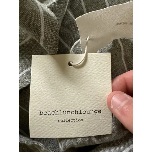 Beach Lunch Lounge Jumper Size Medium Gray & White Striped Linen Blend NWT