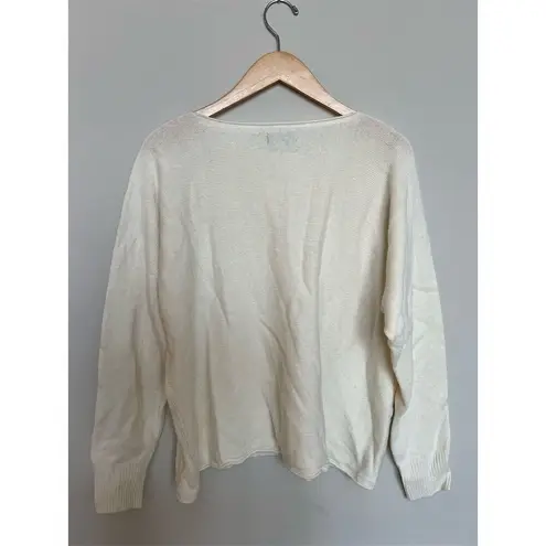 NWT Bianco & Blu Italy Merino Wool & Cashmere Blend Sweater Size L White Size L