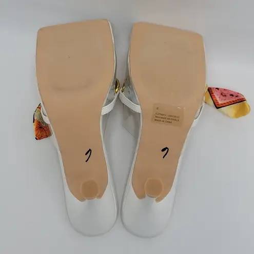 Cape Robbin Concur Heel Transparent PVC Scarf Accent Square Toe Slide White Sz 8