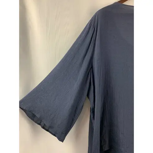 Carolyn Taylor Women’s Blue 3/4 Bell Sleeve Notch Neck with Lace Yoke Size 2X