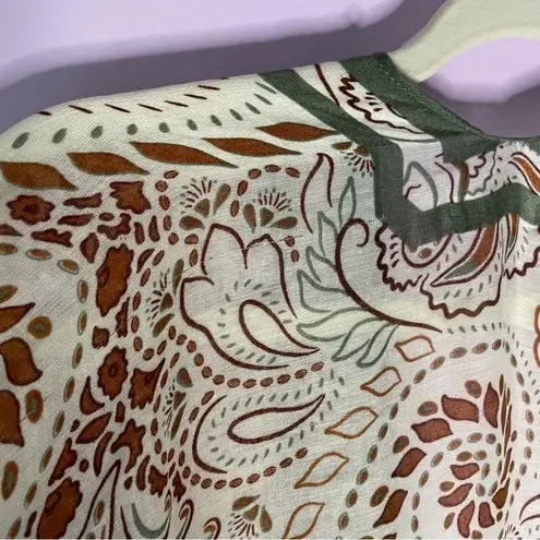 Green Cream Brown Boho Longline Open Front Cardigan Kimono Shawl Swim Cover Up