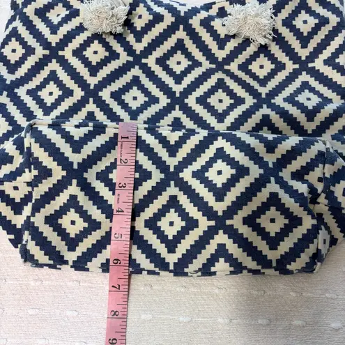 Summer & Rose Navy Blue and Cream Diamond Beach Tote Bag