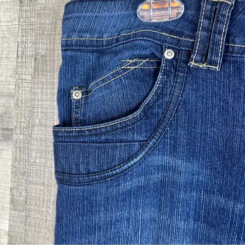 MARIANNE Size 16 Blue Denim Capri Jeans 5 Pockets Embroidered Back Pockets