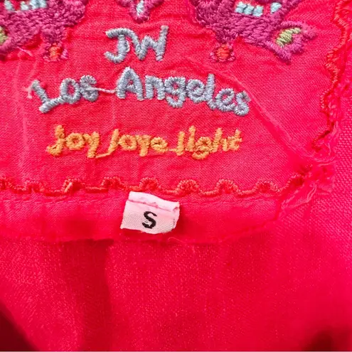 Johnny Was JW 100% linen Embroidered Red Sleeveless Top