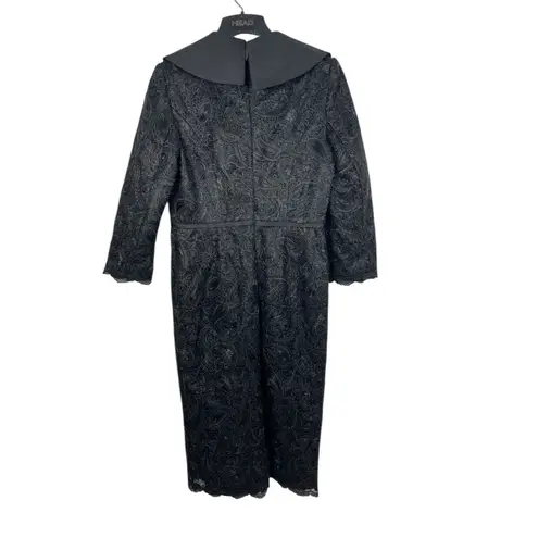 Lily & Taylor Black Lace Formal Dress Women’s 6 Satin Shawl Collar Midi Evening Size 20W