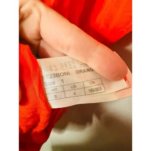 Ba&sh Orange Crepe Hourglass Long Sleeves Mini Dress Size Small