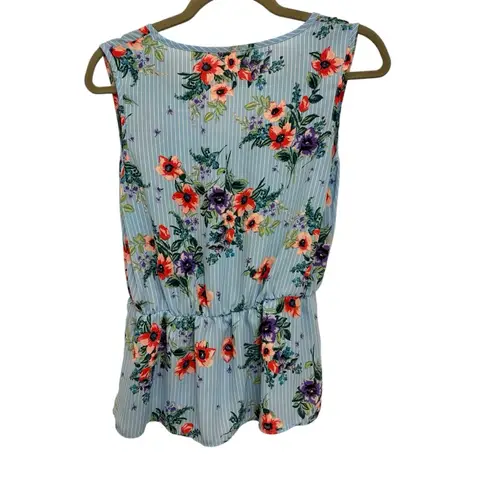 Moa Moa Blue Floral Wrap Tie Waist Blouse S – Garden Spring Cottagecore Top
