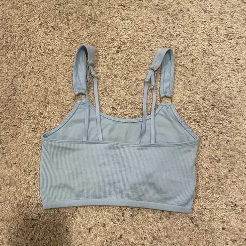 Aerie Blue Ribbed Longline O-Ring Bralette