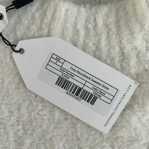 English Factory NWT Cozy Round Neck Cream Textured Knit Sweater Dress