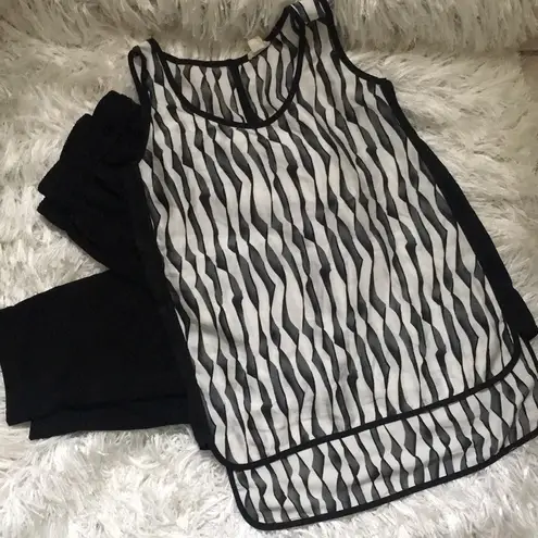 Love Riche Women’s Semi-Sheer Abstract Striped Sleeveless Summer Spring Tank Top