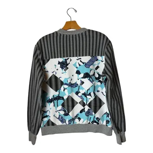 Peter Pilotta Target Sweatshirt Women Medium Blue Gray Floral Striped Patchwork