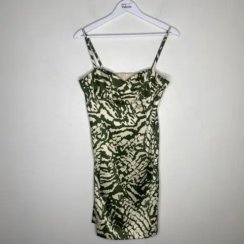 Donna Ricco New York Green & Beige Pattern Bodycon Formal Y2k Dress Size 6