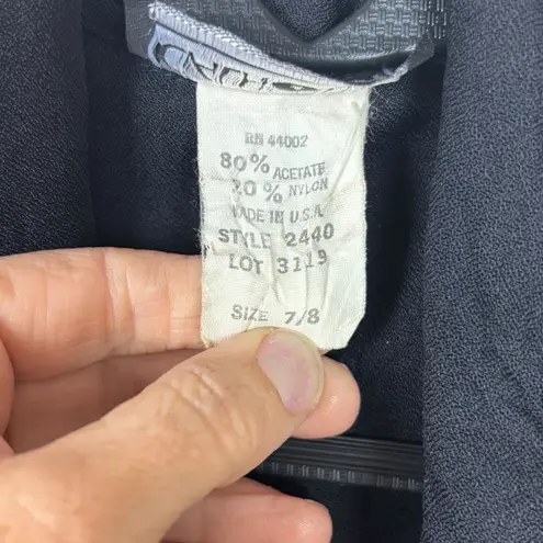 Vtg Calhoun Jumpsuit sz 7/8 Black Wide Leg Tapered Low Neckline Retro Draped 80s