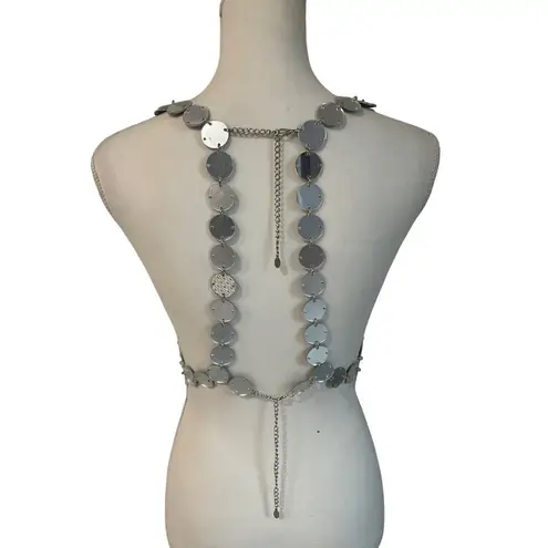 8 Other Reasons Disc Crop Top in Silver One Size New Womens Disc Mirror Cropped