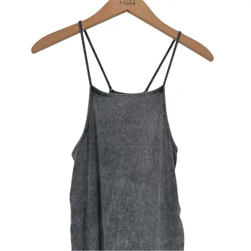 Pull & Bear Grey Ribbed Maxi Dress size Large Bodycon Mineral Wash Sleeveless Gray