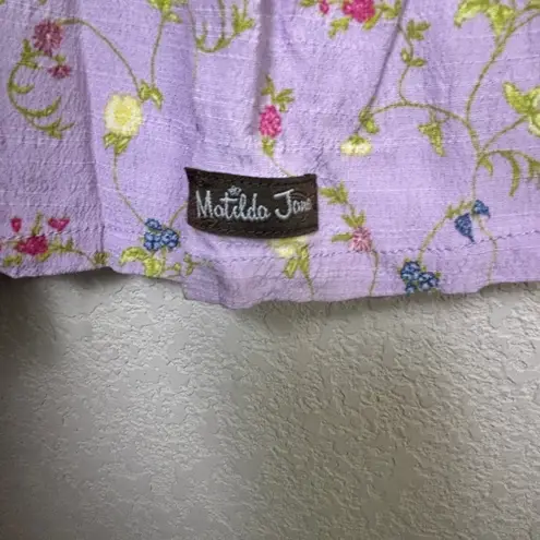 Matilda Jane Enchanted Garden Lavender Floral Tiered Short Sleeve Midi Dress M